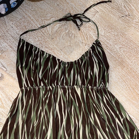 Vintage 90s Y2K sheer brown green dressy top size medium - Picture 2 of 5